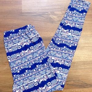 Lularoe T/C leggings BLUE white PINK butter